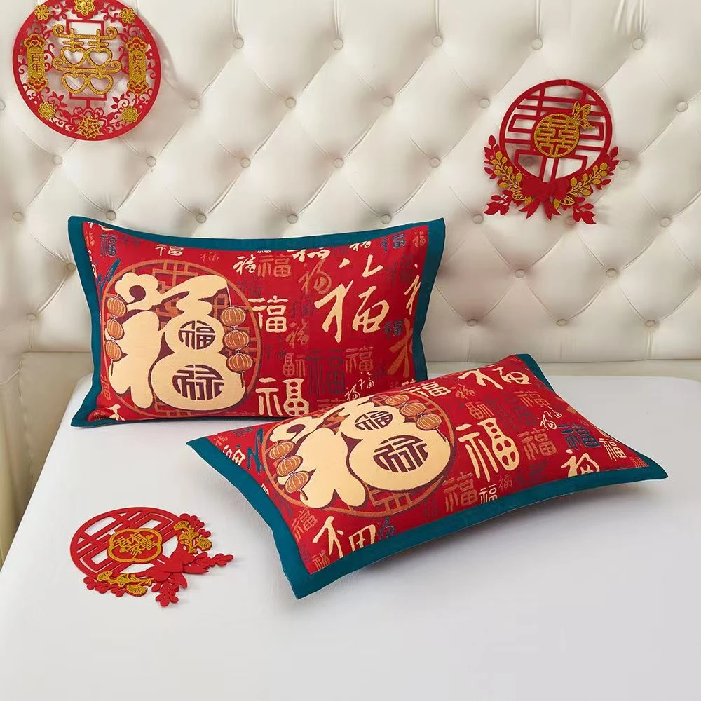 【圆福】52*78柔软亲肤多层透气四季可用枕巾一对