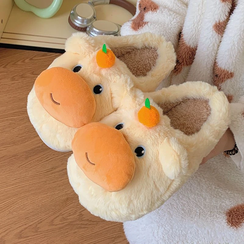 棉拖鞋女可爱冬季男女情侣外穿防滑居家保暖包跟毛毛拖鞋棉鞋L