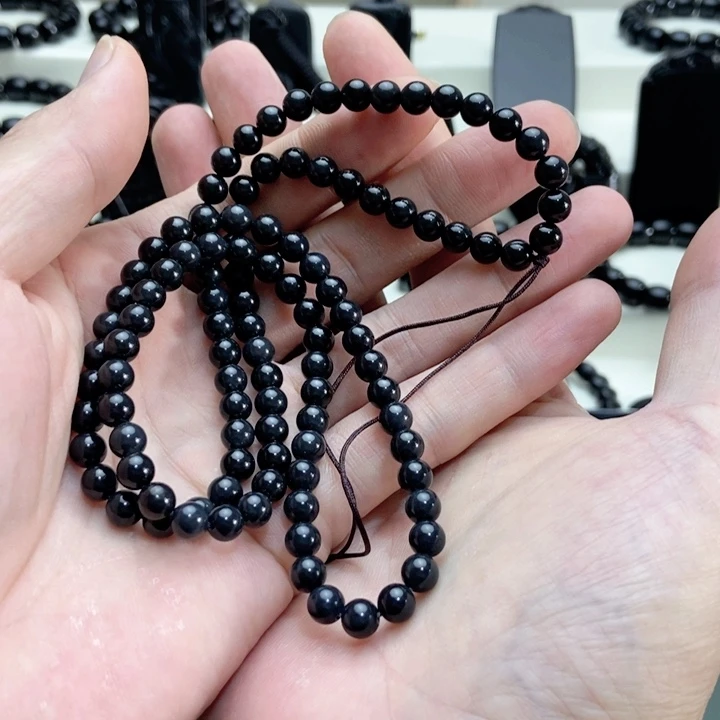 未镶嵌手链和田玉（墨玉）和田玉墨玉卡6项链108