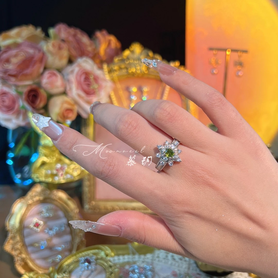 铜合金戒指 【0139】镀真金/绿光森林/轻奢满镶时尚戒指