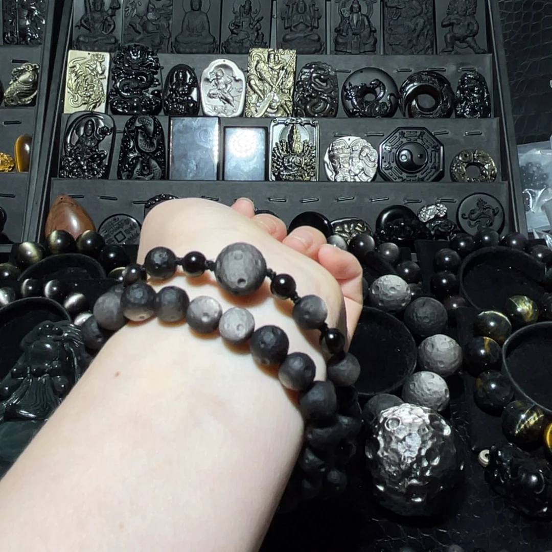 纤***剪黑曜岩合金珠宝奇石