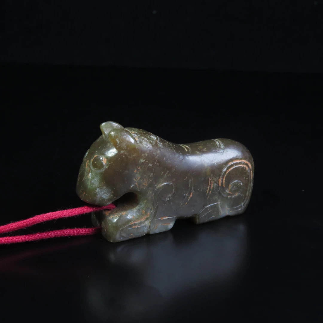 晚清坡刀工满熟商瑞兽/MZ597284/和田玉/民族文物