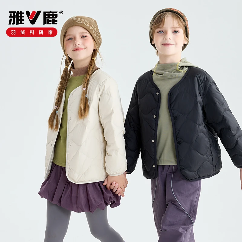 【优选】雅鹿儿童轻薄羽绒服男童女童校服神器学生羽绒内胆亲子装