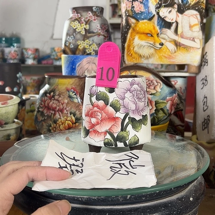满38包邮景德镇手绘花盆