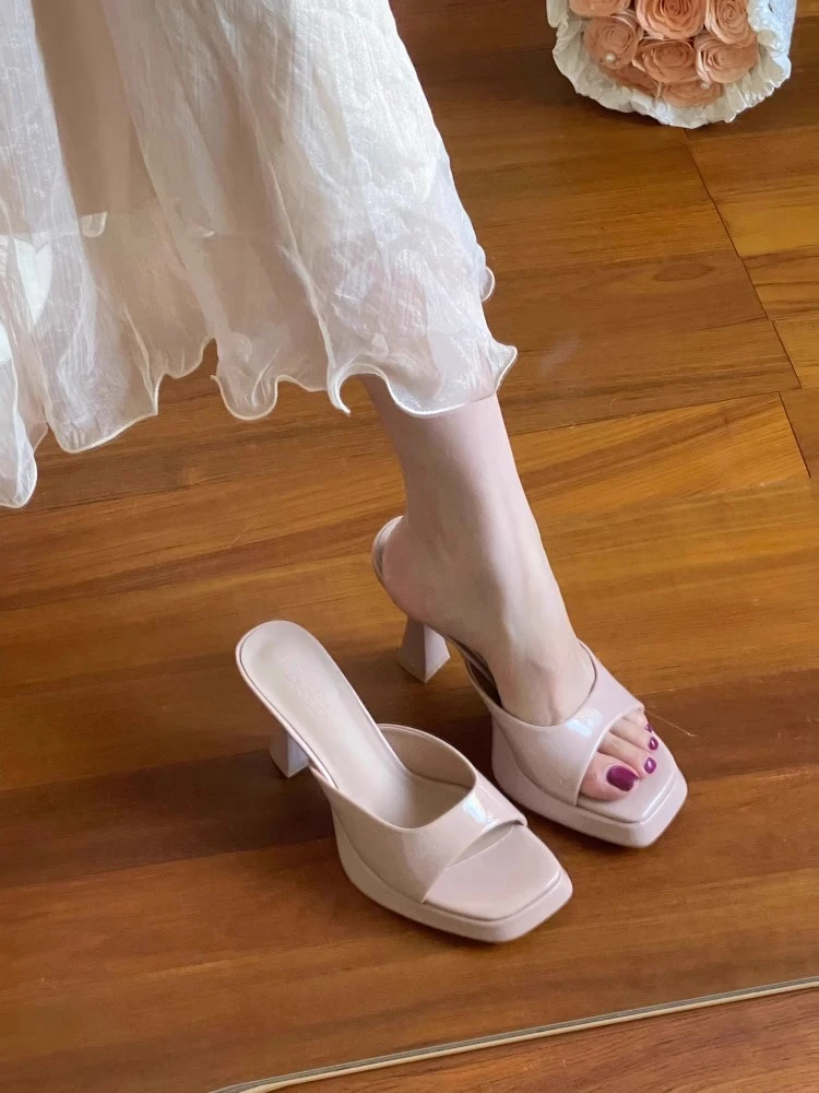 防水台厚底拖鞋女夏外穿2025新款性感露趾夏季配裙子裸色高跟凉拖