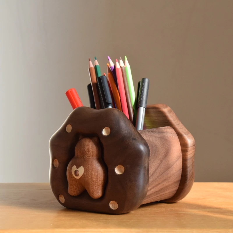 奶酪笔筒【慕物】原创设计 偷吃奶酪的小熊熊 磁铁可玩