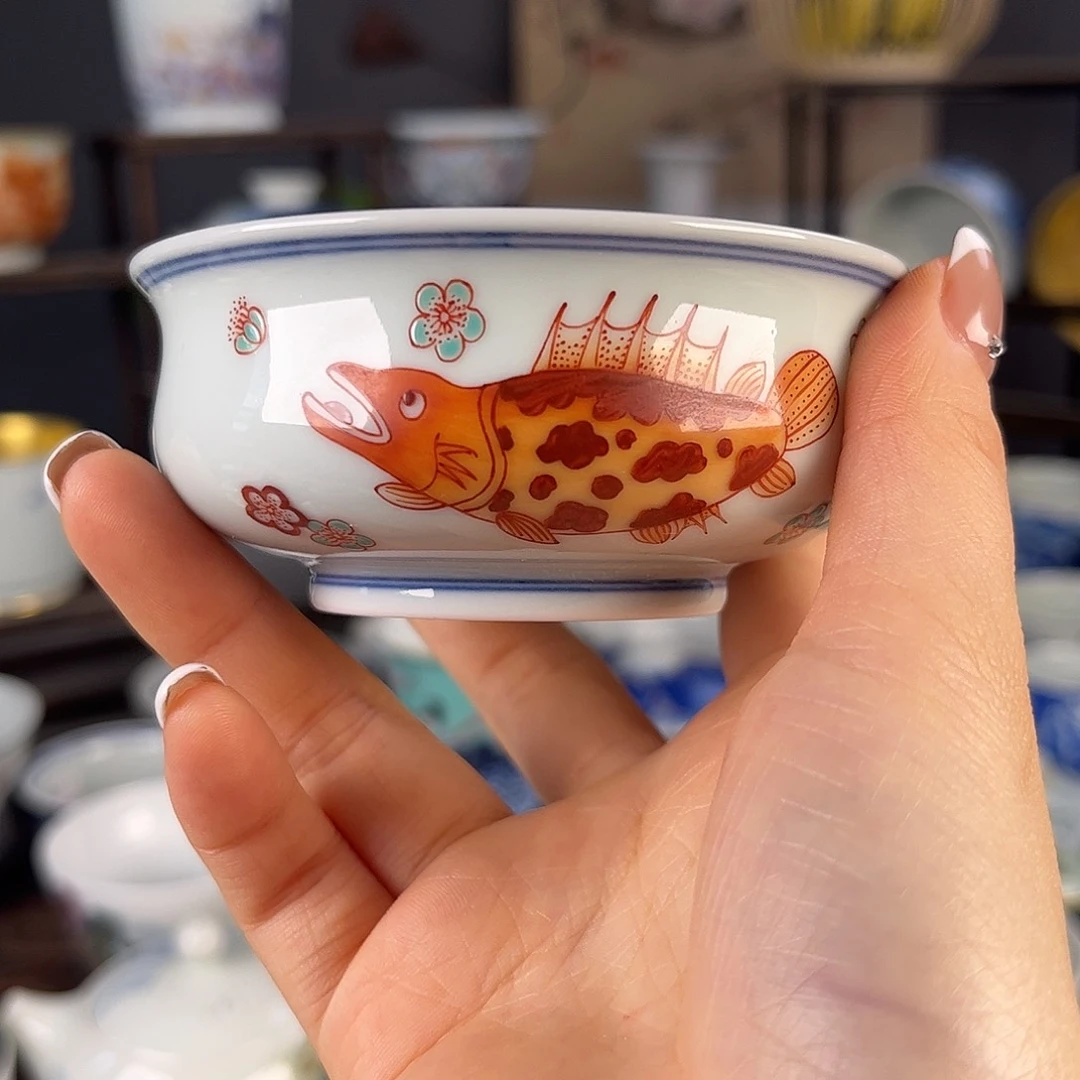 摆件景德镇陶瓷茶杯多人