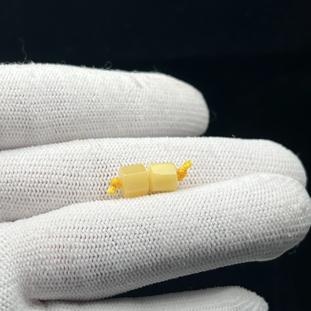 B4652天然原矿蜜蜡瑕疵特价墩子7.3mm支持复检假一罚十