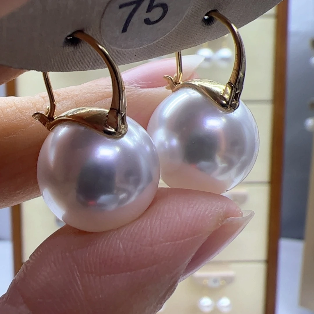 淡水珍珠耳饰18K金镶嵌