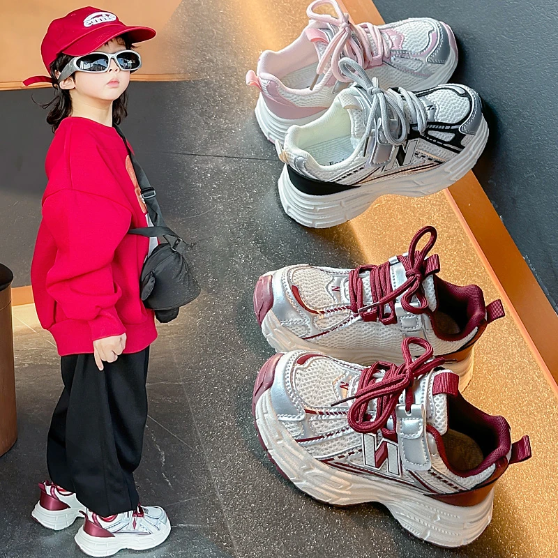 【经典N】2025春秋新款网布透气女童运动鞋男童防滑软底跑步鞋-2801