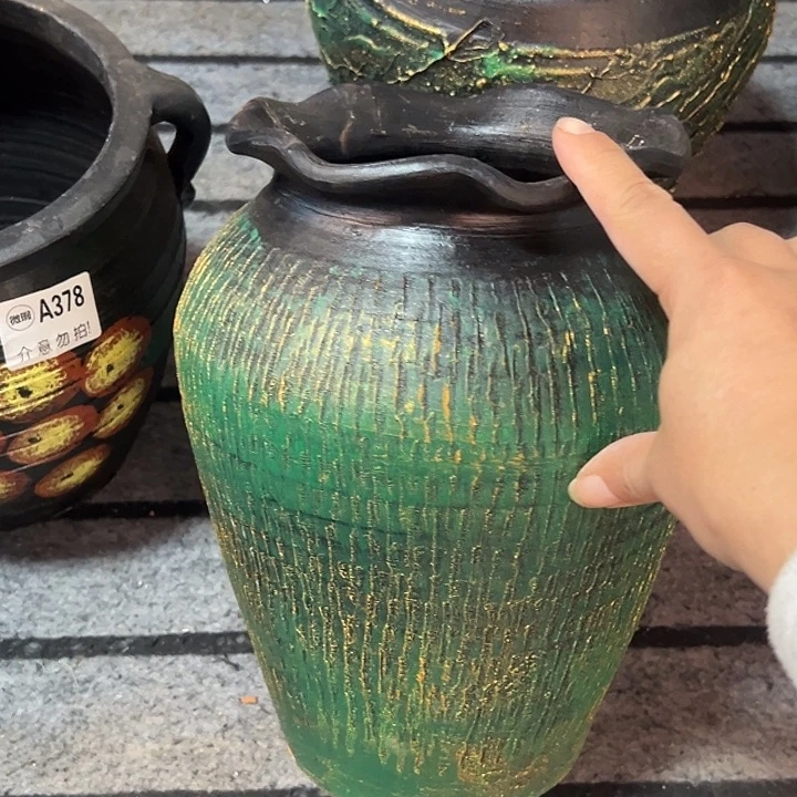 绿金花边高25口15带孔
