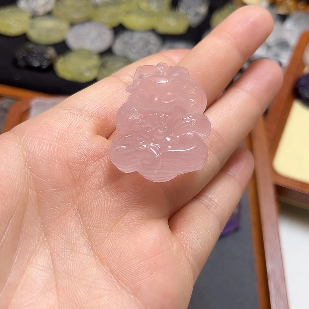 颈饰银S925镶嵌水晶钮****）粉水立体九尾127