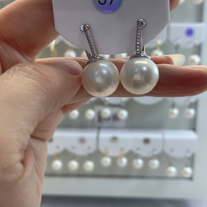 淡水珍珠耳饰银S925镶嵌