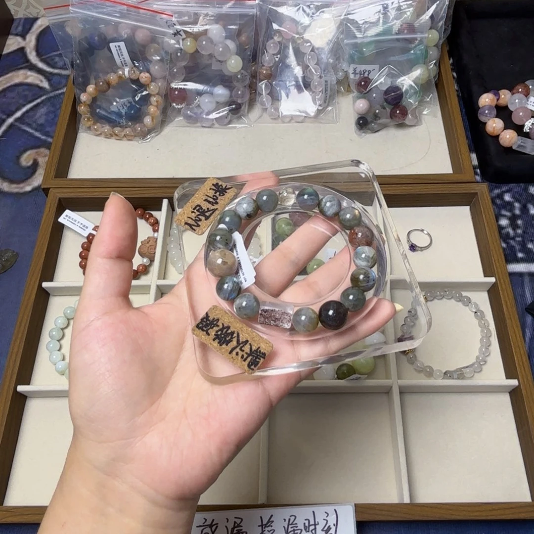 春***鳥水晶未镶嵌手链071号灰月光