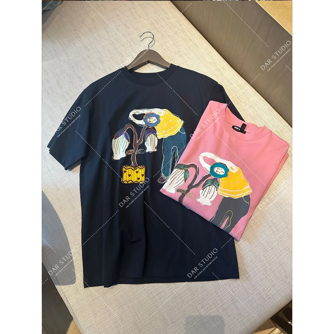 DAR STUDIO 深圳货【小树开花】2025春夏贴布刺绣钩花短袖T恤5865