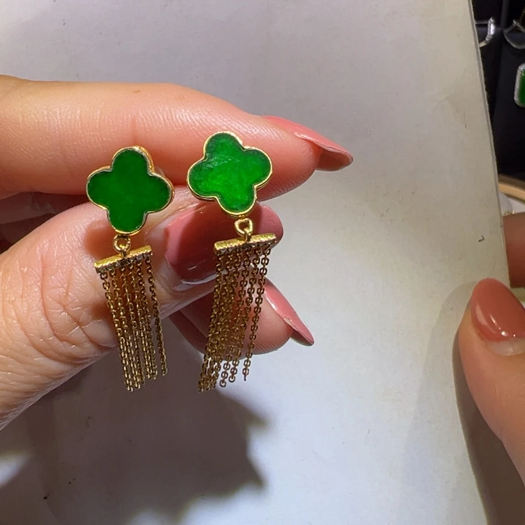 翡翠颈饰18K金镶嵌耳环