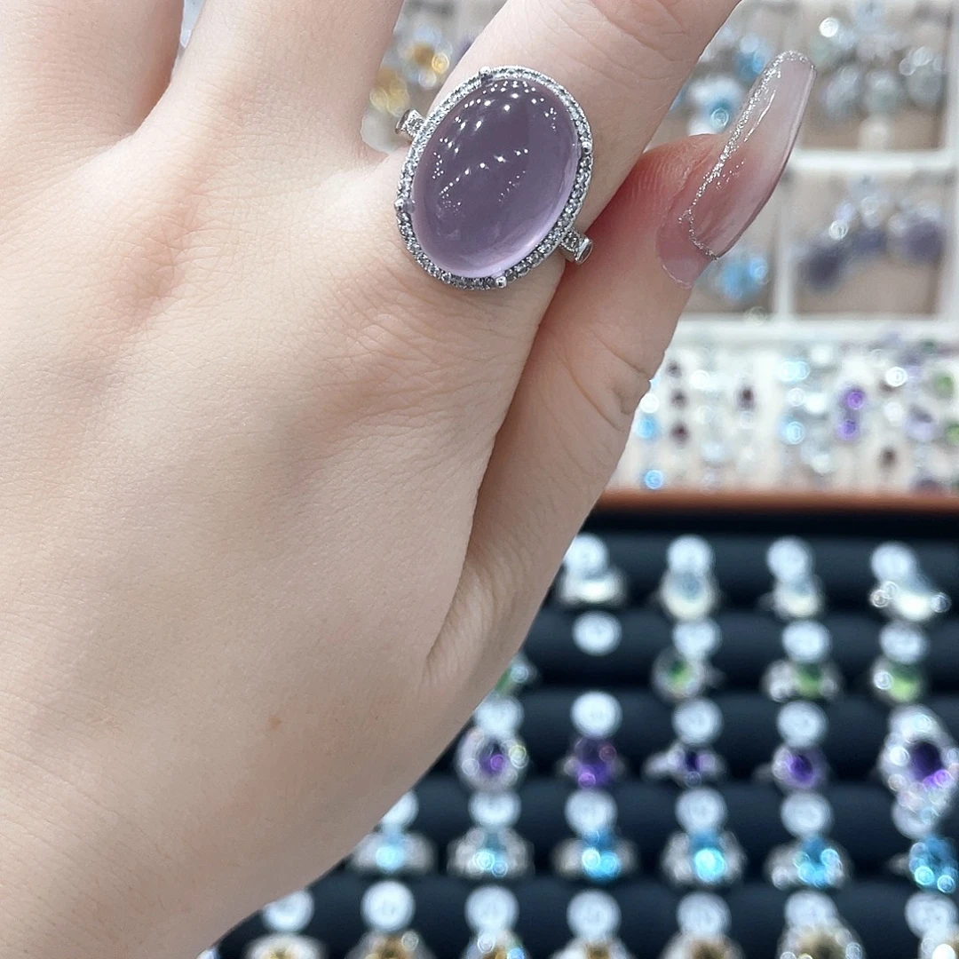 戒指银S925镶嵌萤石