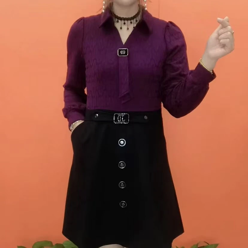 翻领时尚气质连衣裙