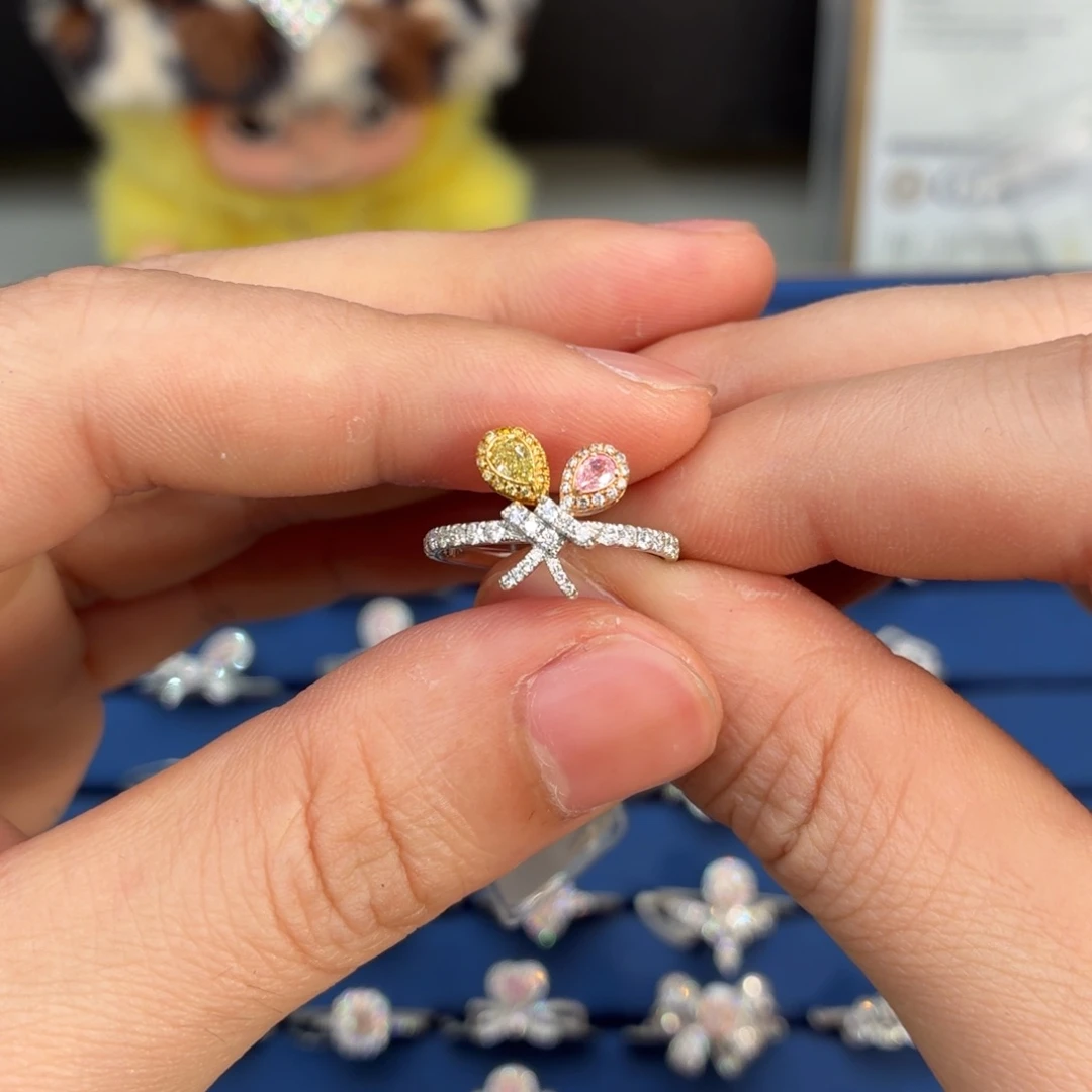 钻石戒指/指环18K金镶嵌黄钻戒指