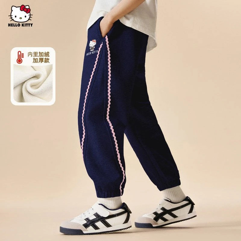 女童秋冬休闲加绒卫裤25新款加厚洋气中大童装运动裤儿童冬季批