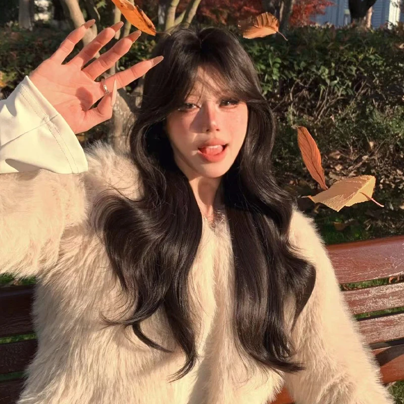 【心动露丝】束朵减龄女中分刘海长卷发lolita修脸网红jk全头套气质