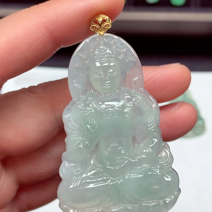 翡翠18K金镶嵌颈饰