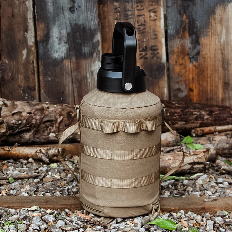 户外便携运动保温水壶不锈钢冰桶保护套 可提拉尼龙材质锡箔保温