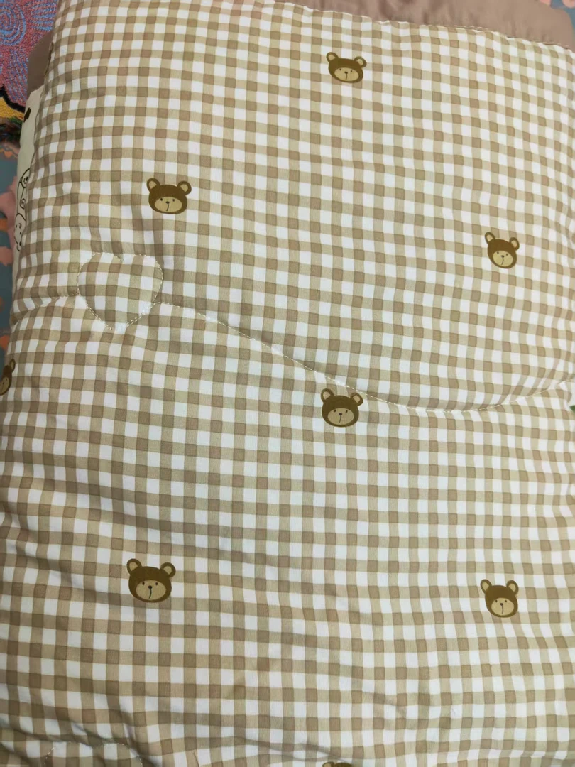 咖色格子熊头四季夏季夏凉被水洗机洗小被子