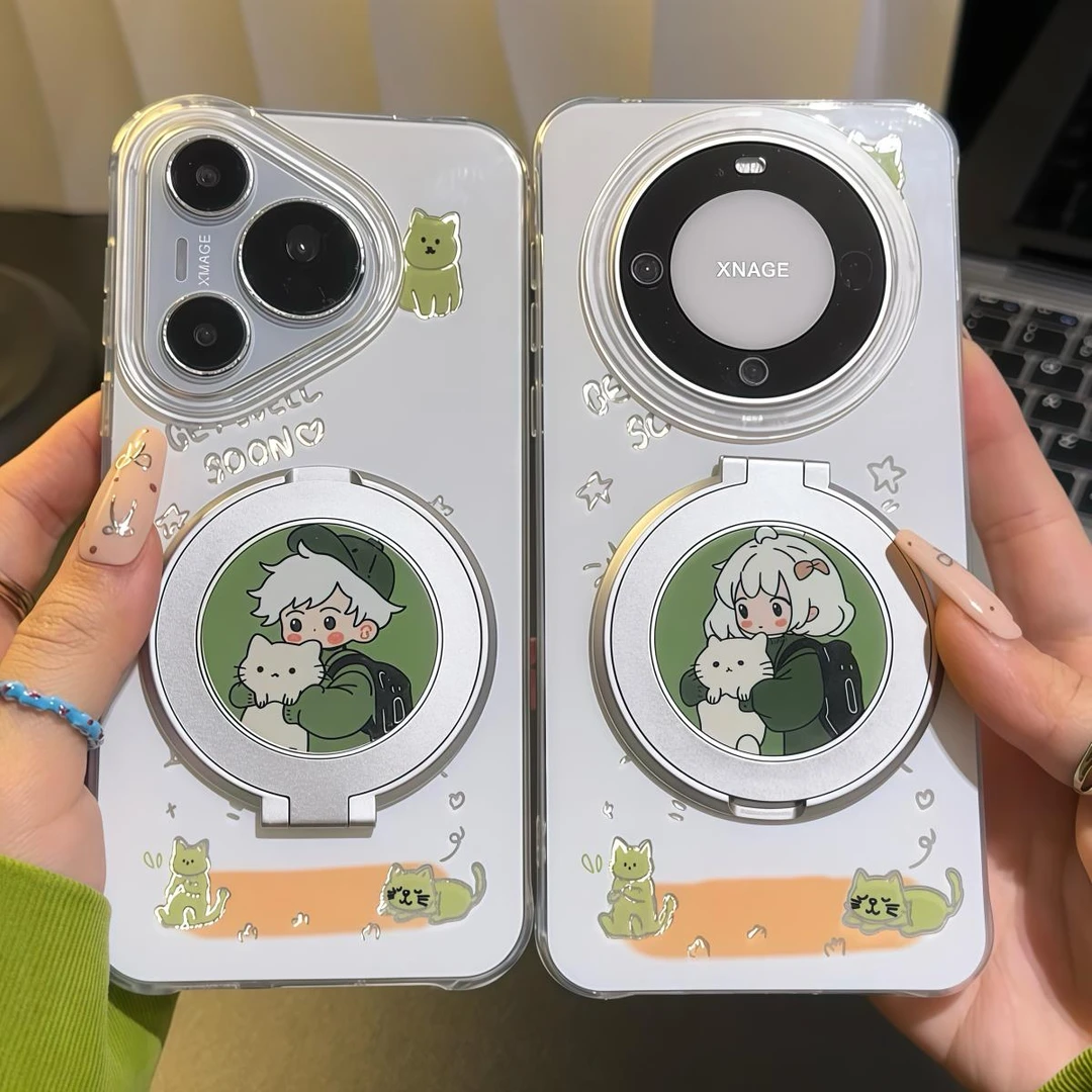 夏日森林情侣支架适用苹果VIVO华为OPPO小米14iPhone15/16手机壳