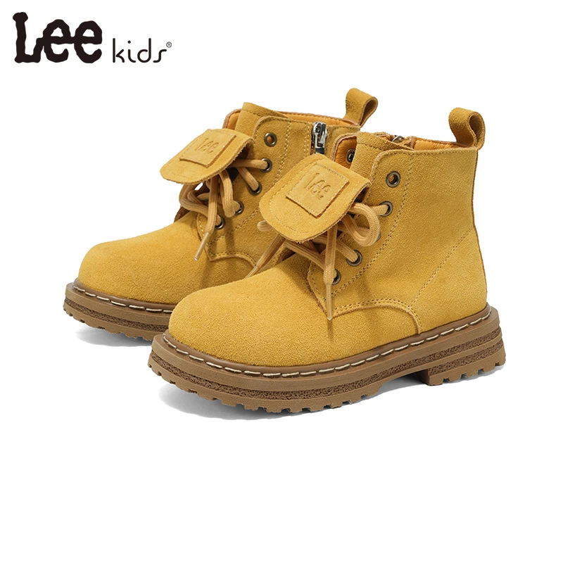 Leekids大黄靴童鞋女童酷酷马丁靴厚底复古户外休闲鞋中筒男童鞋