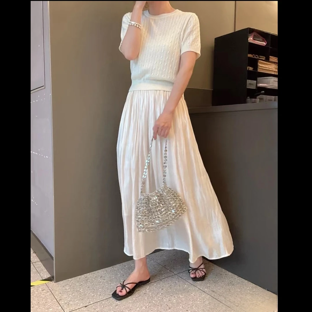 M1350时尚气质百搭纯色琉璃双色半裙 裙长83款号GY26292