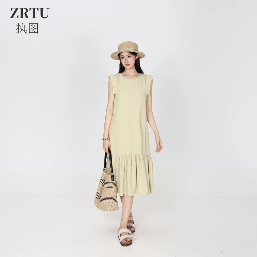 【ZRTU/执图】纯色夏款无袖连衣裙ZR1758