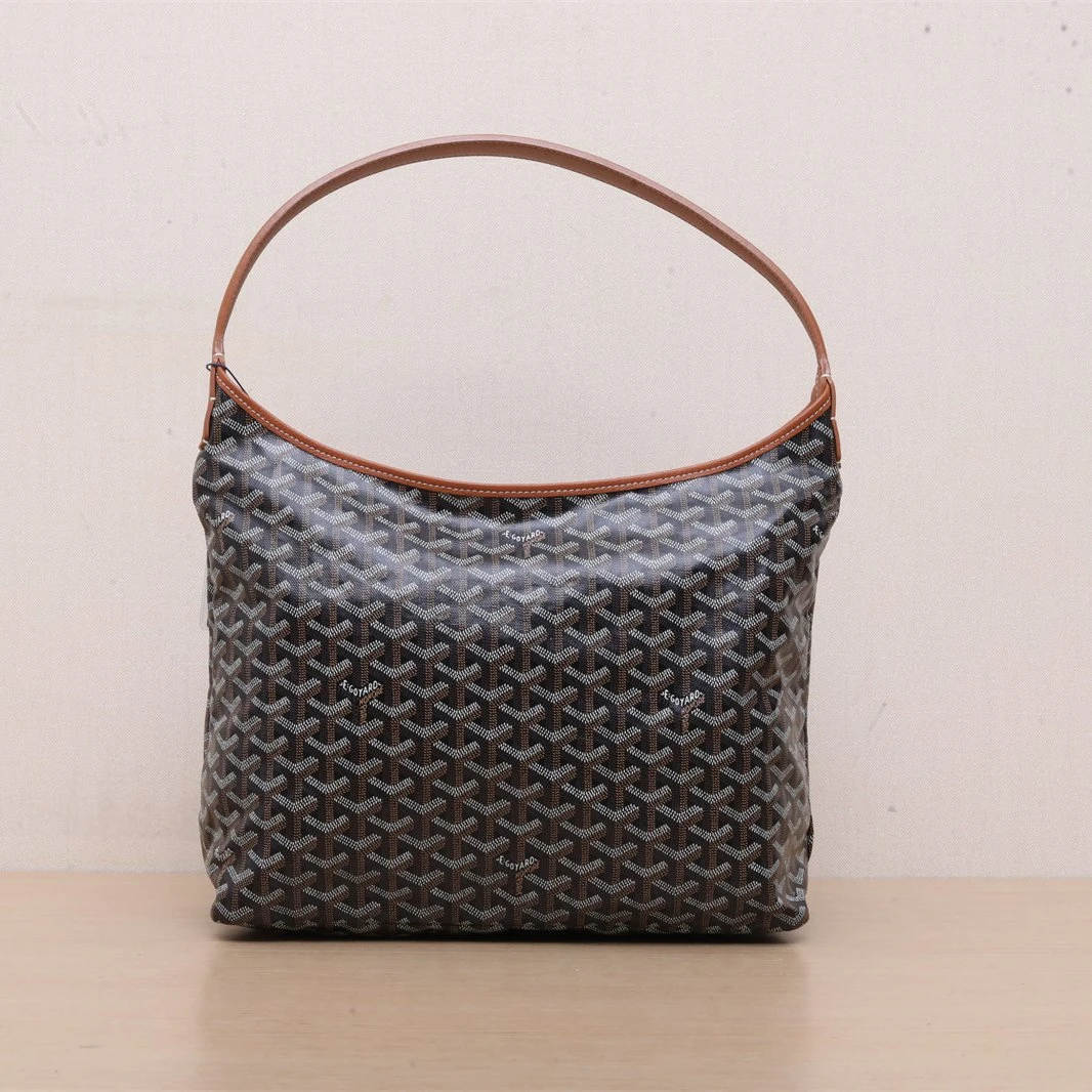 99新 Goyard 小花6枫Boheme Hobo Bag 子母腋下包 棕色 PVC 银扣