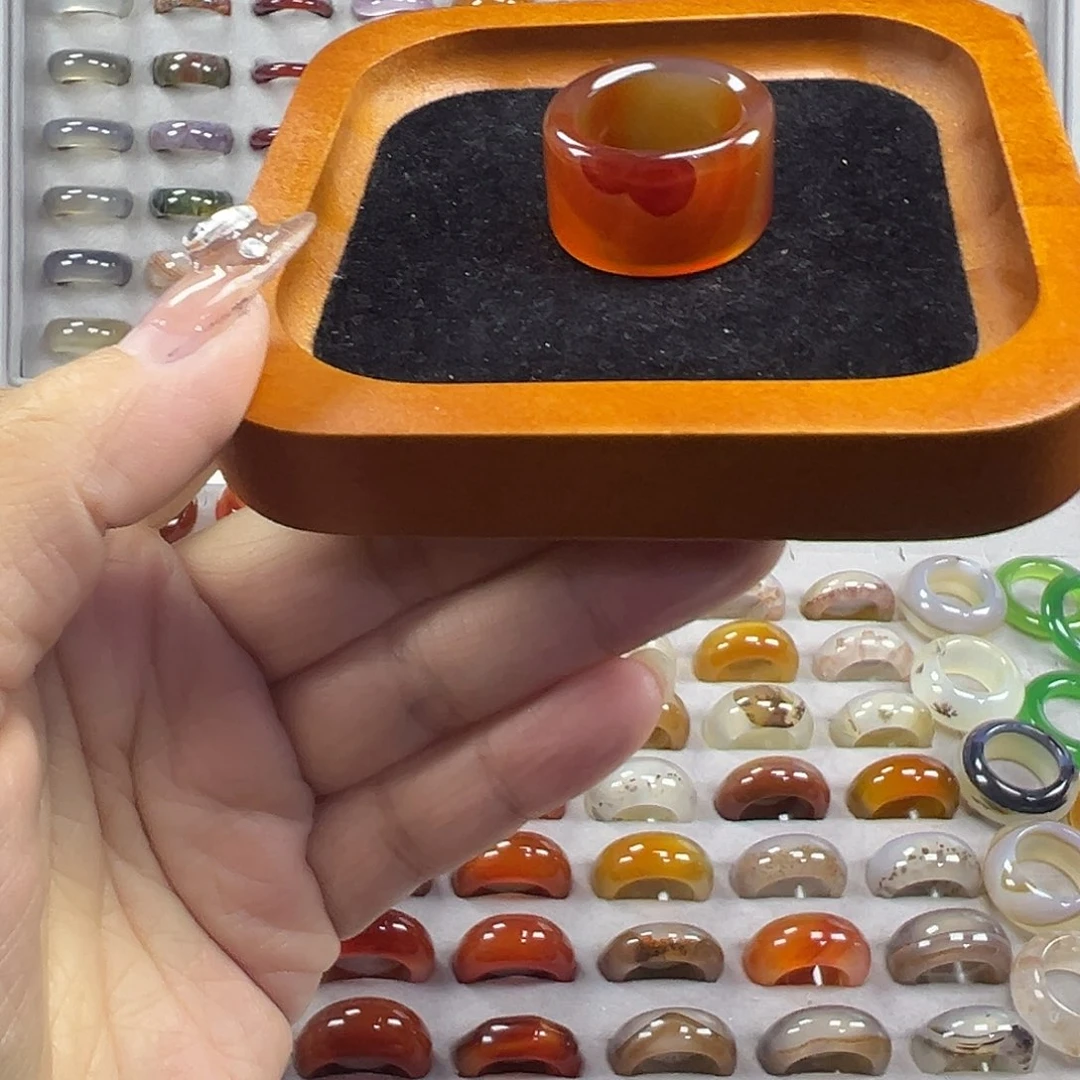 玛瑙/玉髓未镶嵌戒指B13不退换19.1港21