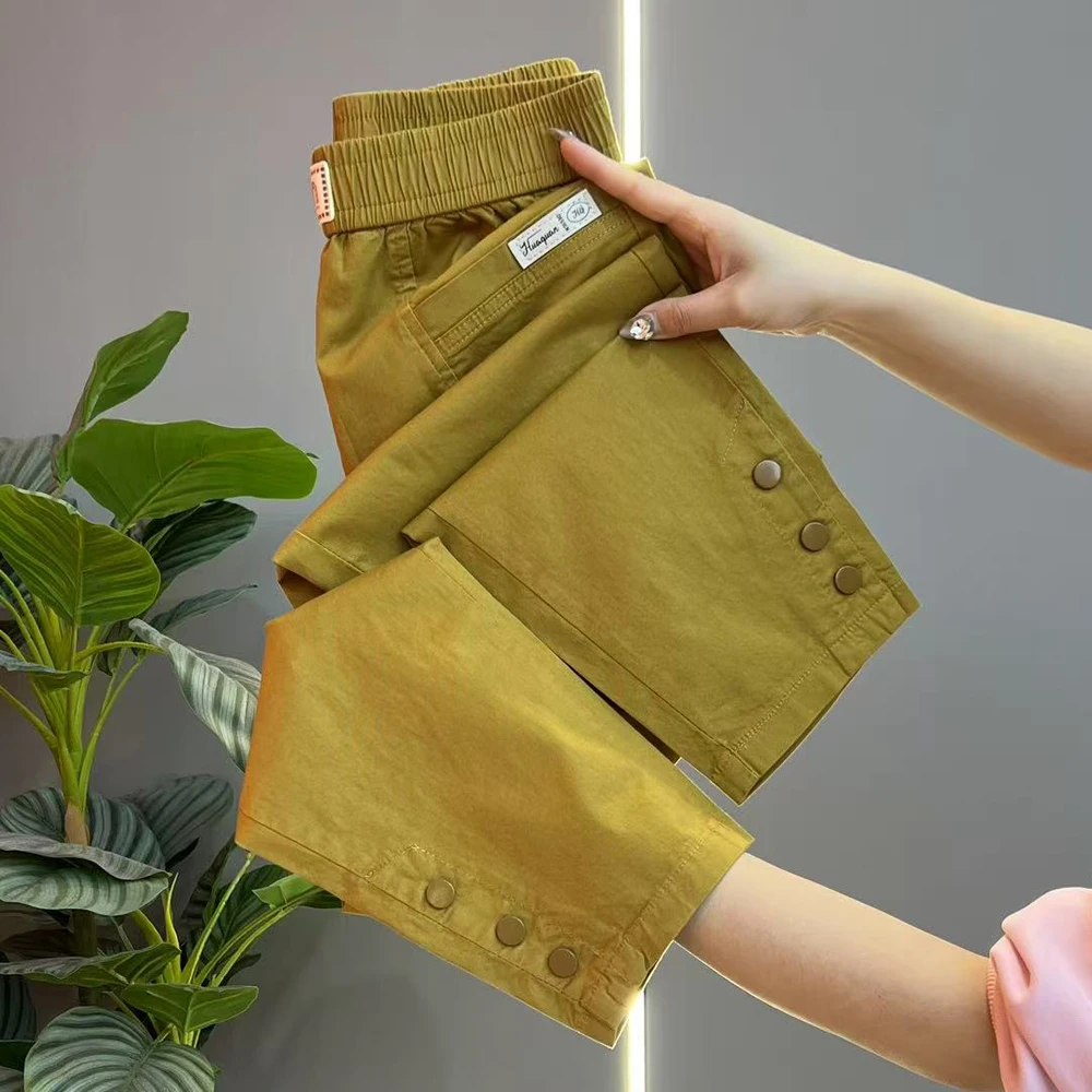 夏季新款水洗九分裤女薄款韩版宽松小脚哈伦裤洋气显瘦女休闲裤