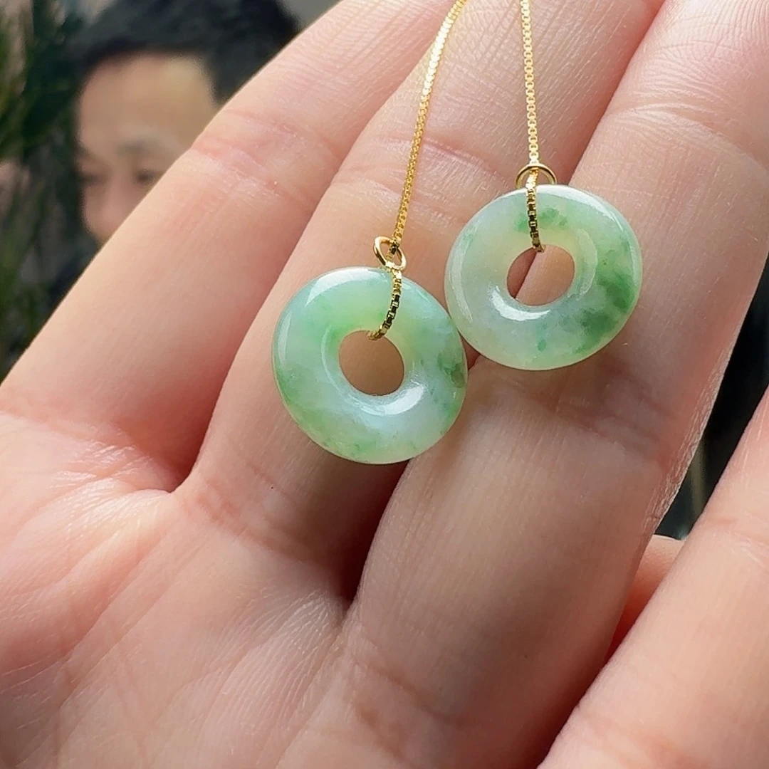 翡翠耳饰银S925镶嵌天然