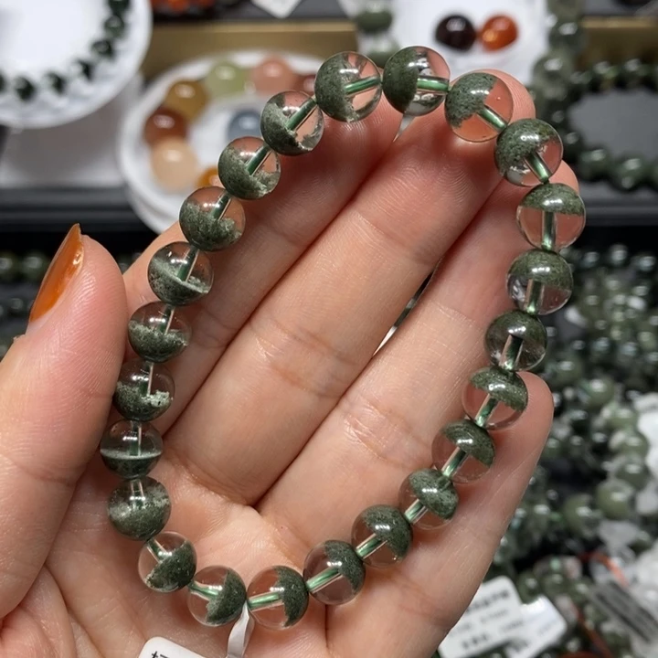 手链水晶未镶嵌绿幽灵聚宝盆手链