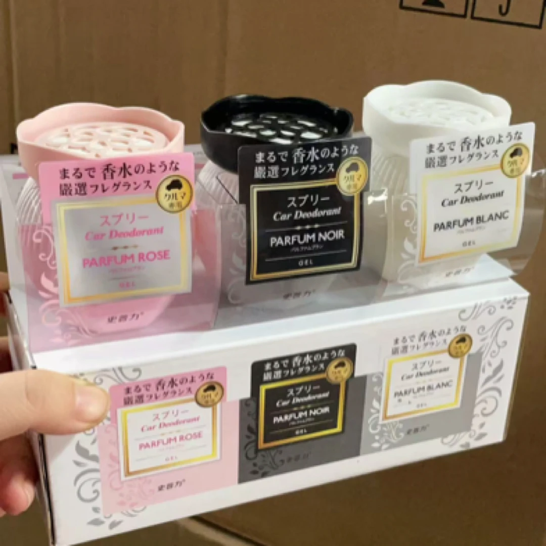 日本进口车载香薰车用香水摆件车内固体香膏家用持久香空气清新剂