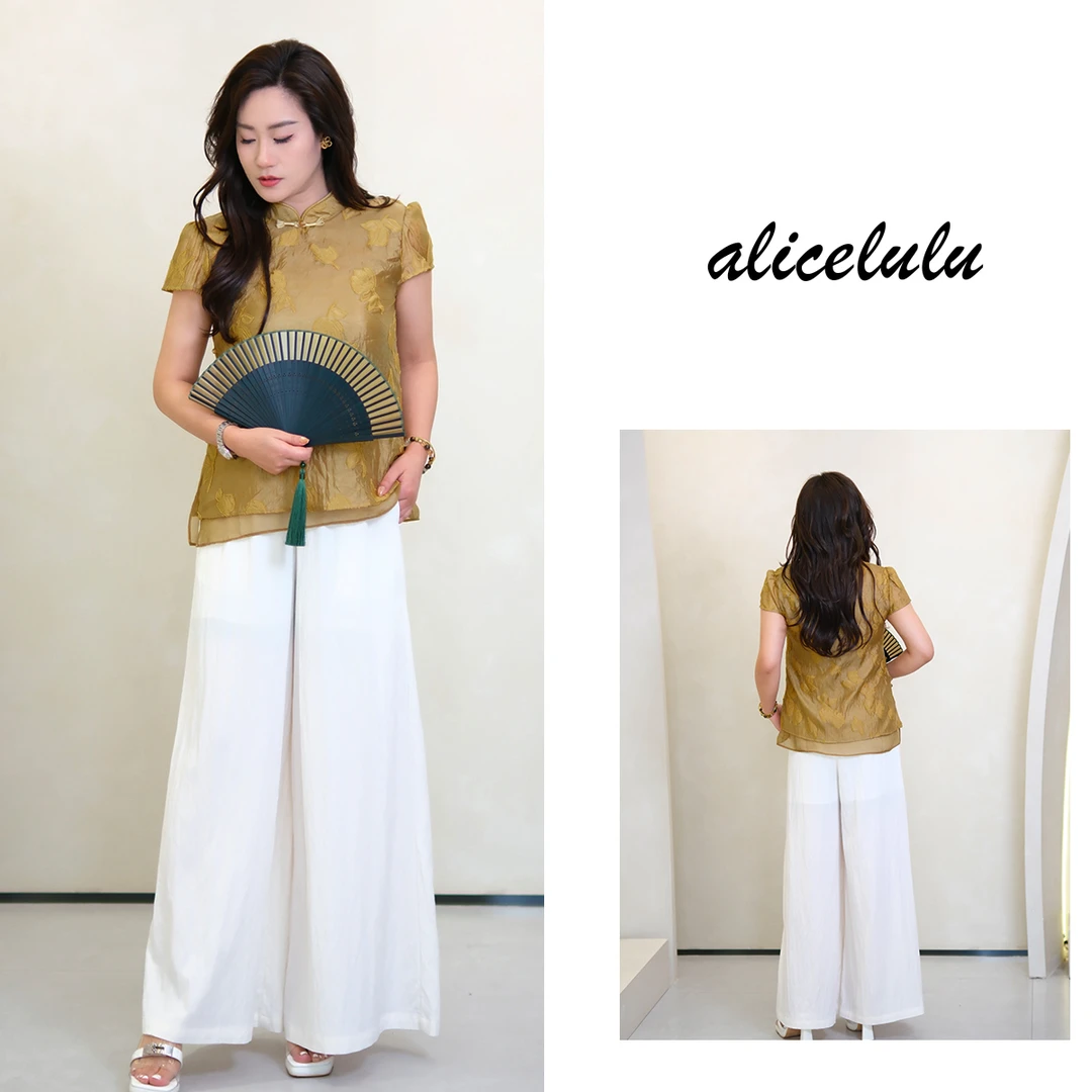 [alicelulu]刺绣慵懒松紧腰女装套装高级感透气S1035000T