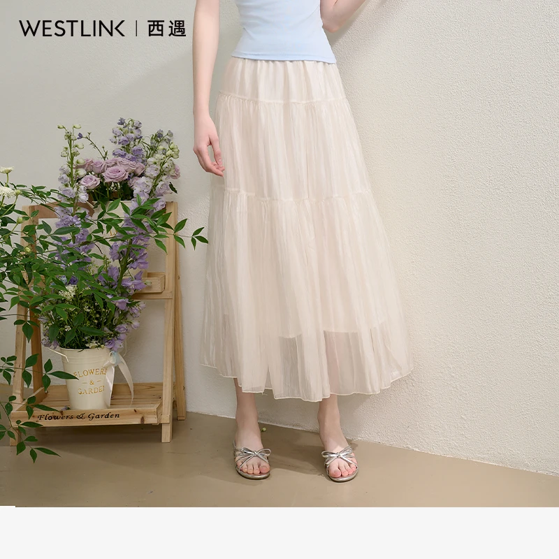 0868西遇甜美仙女风蓬蓬裙纱裙女2025夏季松紧腰蛋糕裙半身裙