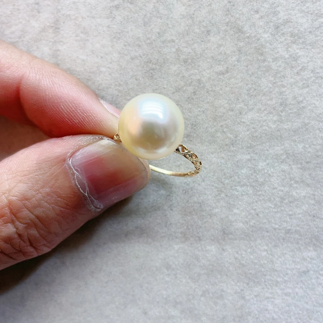 海水珍珠戒指18K金镶嵌
