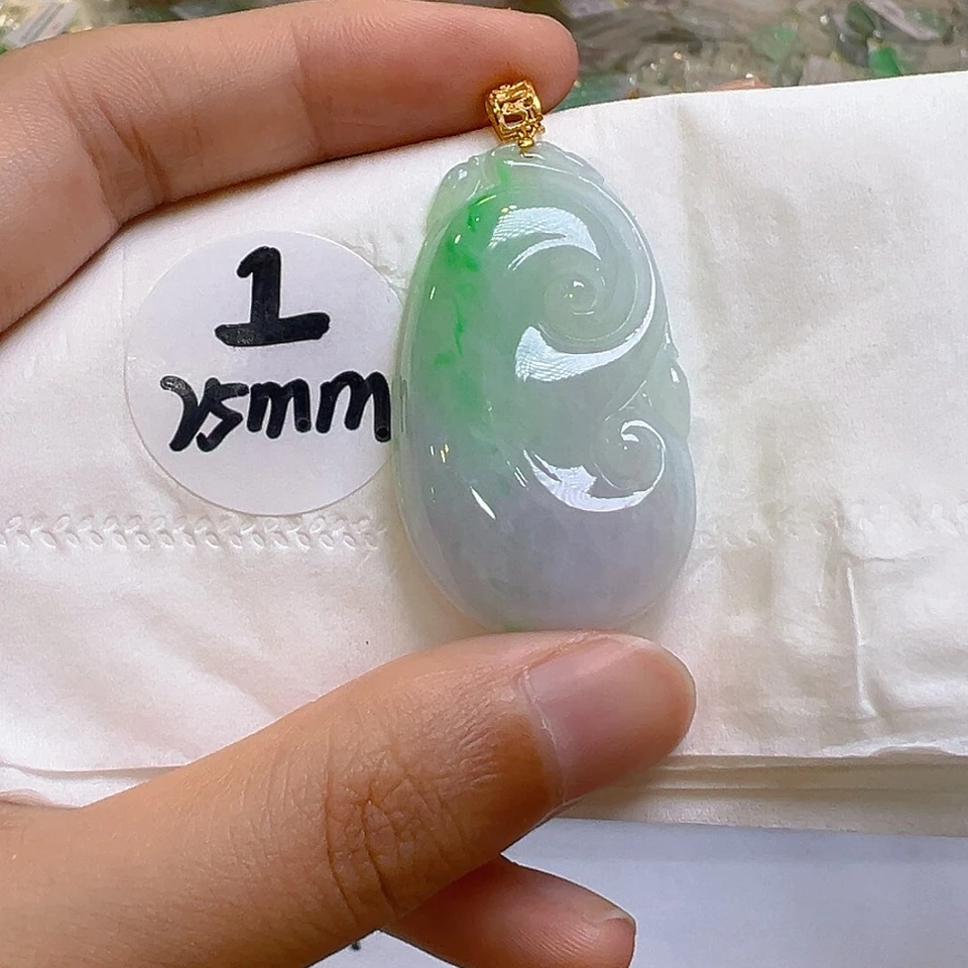 翡翠18K金镶嵌吊坠(不含链)翡翠