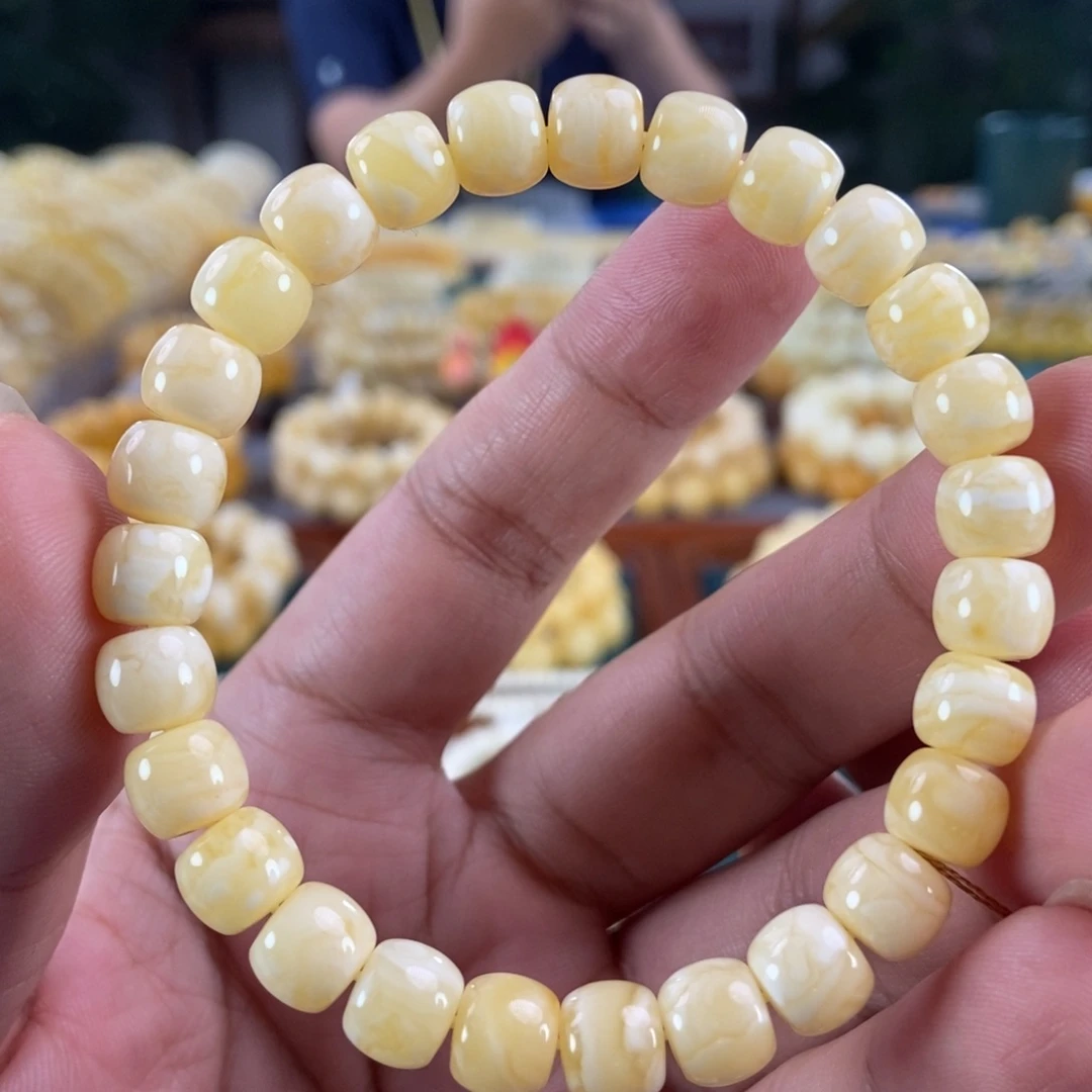 琥珀未镶嵌珠宝奇石8+虎皮纹老型手串9.75