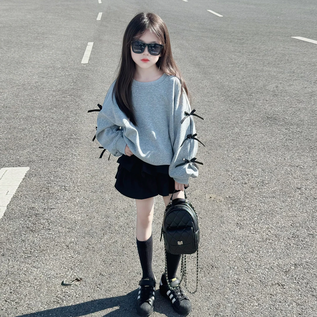 女童卫衣秋装2025新款儿童韩系穿搭衣服女孩秋季大童洋气花边上衣