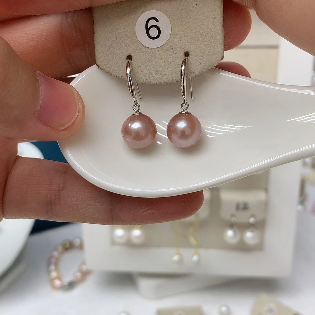 银S925镶嵌淡水珍珠耳饰