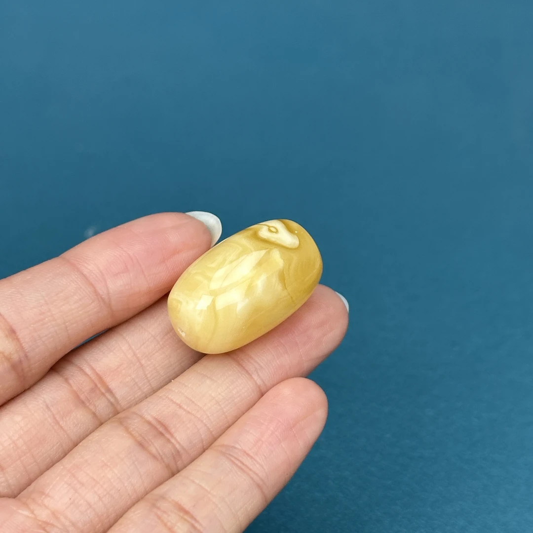 R3361天然原矿蜜蜡 妖花桶珠16x26mm 4.3克抖音基地质检发货