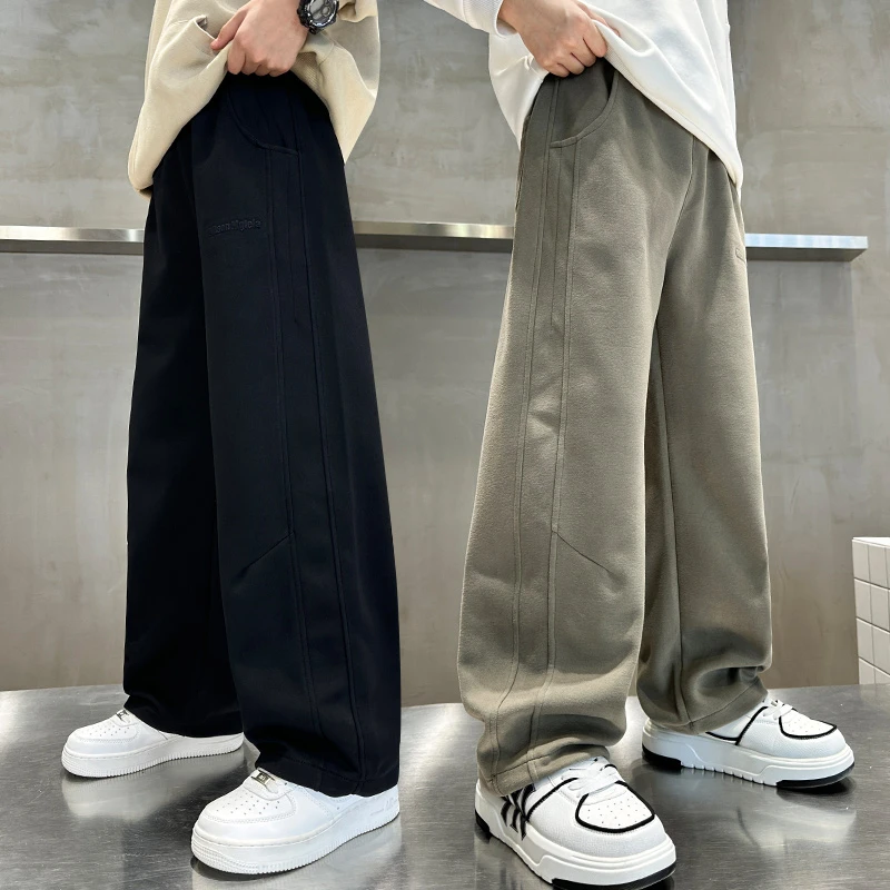 男童加绒裤子秋冬款2025新款大童一体绒运动裤帅气儿童休闲裤炸街