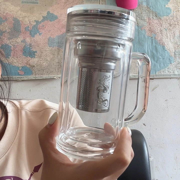 水晶玻璃吸管款双层玻璃杯