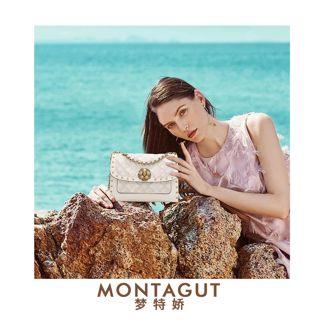Montagut/梦特娇【白月光】轻奢时尚绣线单肩女包