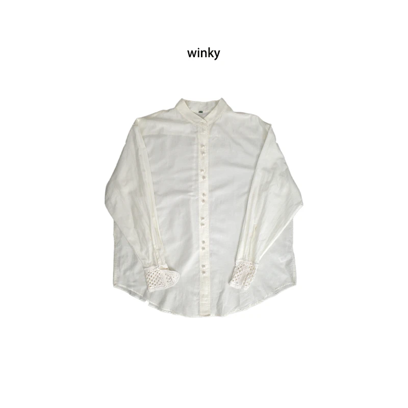 法式松弛钩花袖衬衫